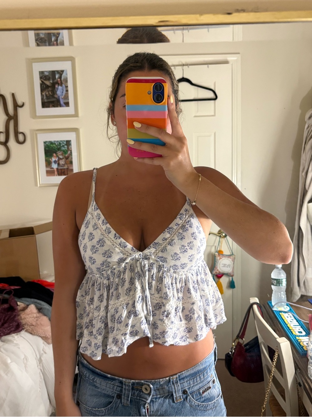 Urban Outfitters White Floral Peplum Tank Top - Picture 2 of 4